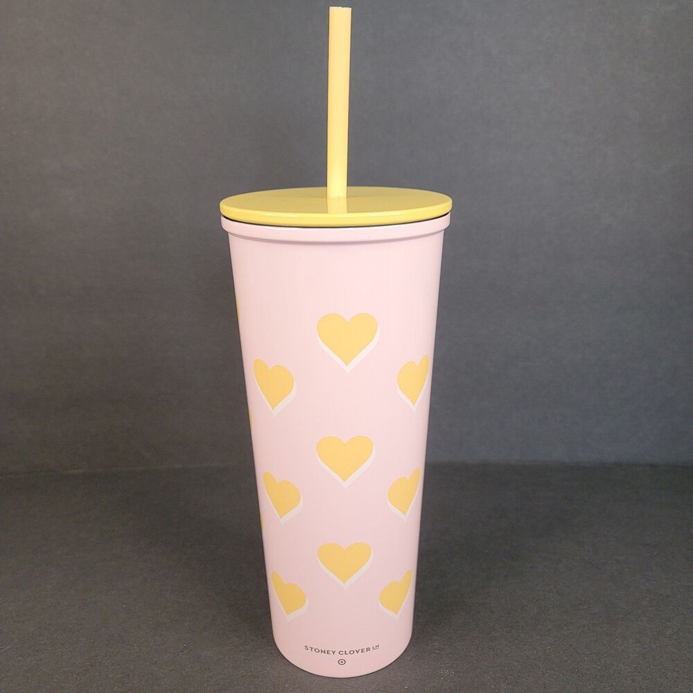 Stoney Clover Lane x Target Hearts Tumbler Stainless Steel 23oz Pink Yellow Lid